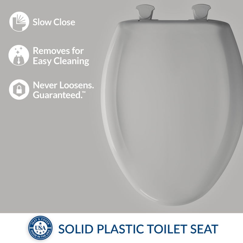 Bemis 1200SLOWT 162 Will Slow Close, Never Loosen and Easily Remove Toilet Seat, Elongated, Silver - Image 2